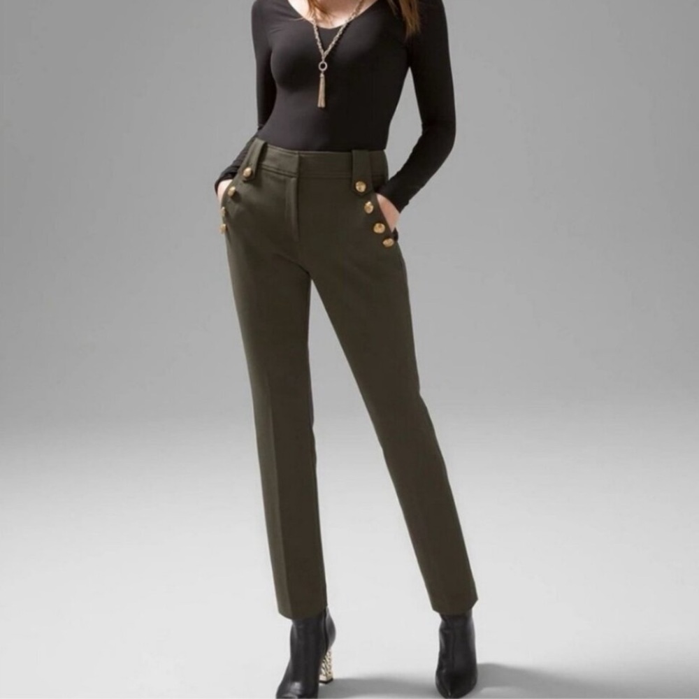 White House Black Market Olive Straight Leg Pants